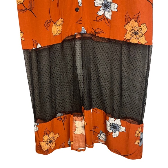 MinkPink Floral Print Vintage Style Lace Inset Maxi Dress L - Picture 4 of 8